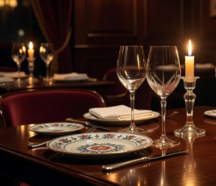 Elegáns megterített asztal prémium borospoharakkal egy budapesti fine dining étteremben