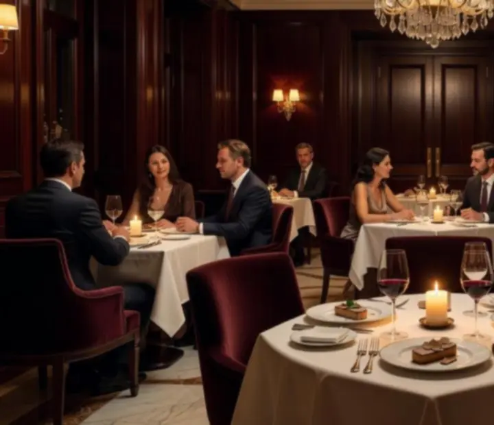 Gyertyafényes fine dining vacsora elegáns éttermi környezetben